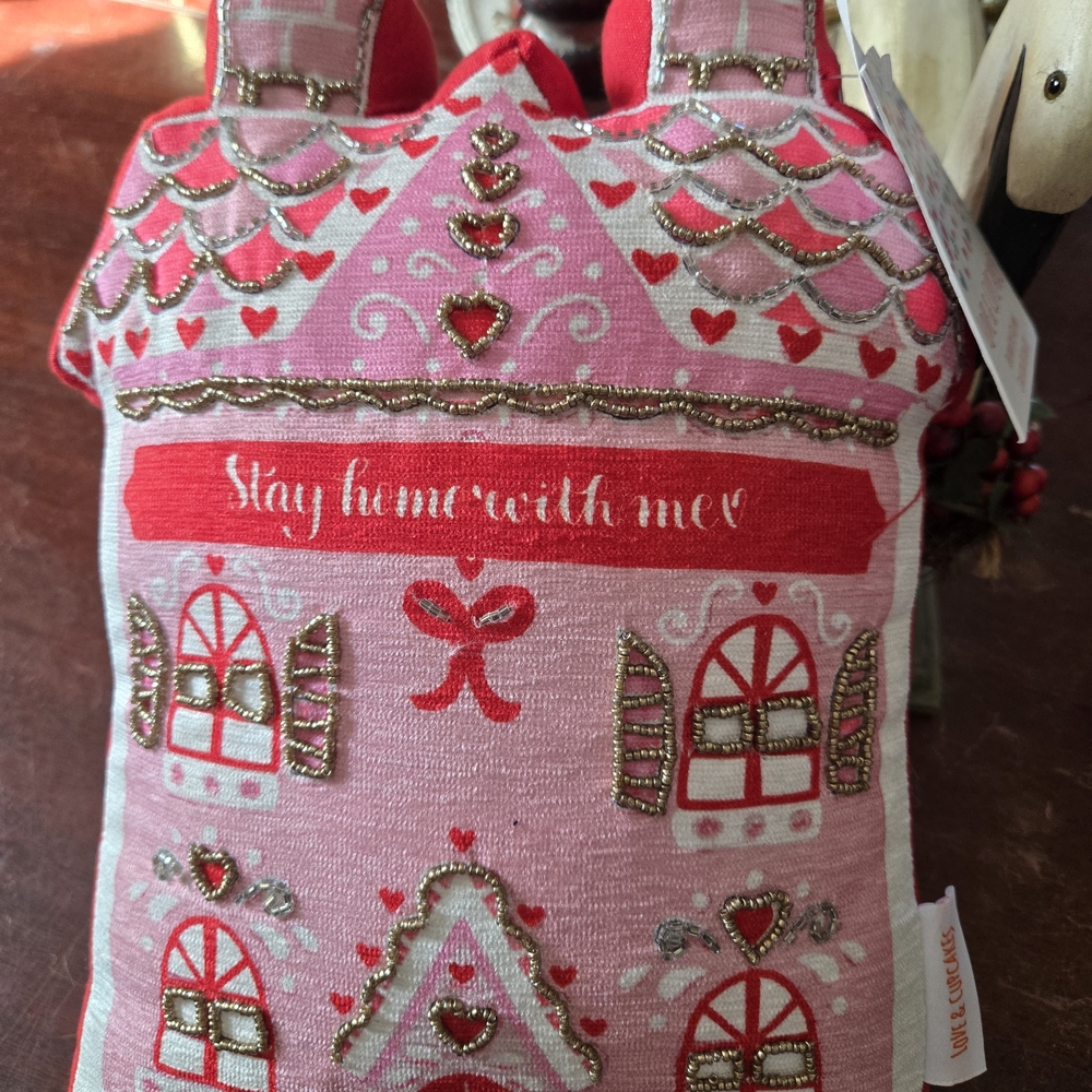 Valentine's Day 2026 Stay Home with Me Beaded Pillow